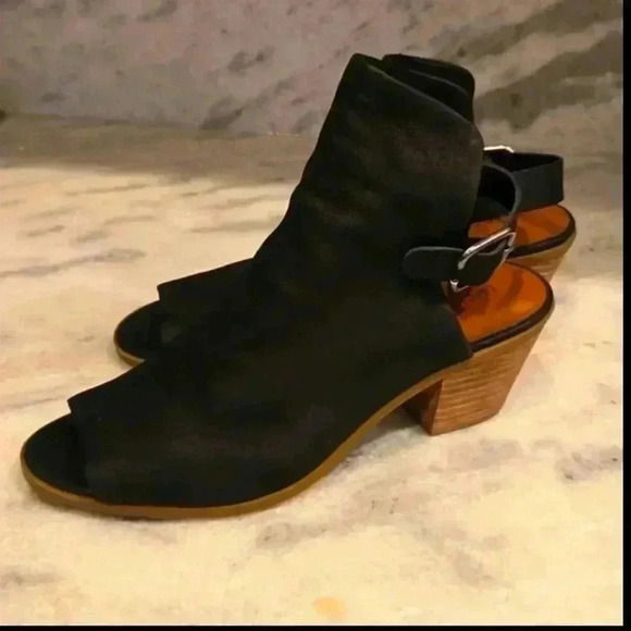 Lucky Brand Womens 9 Jubai Bootie Sandal Black Leather Open Toe - Picture 9 of 9